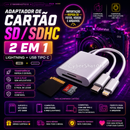 Adaptador de Cartão SD / SDHC 2 em 1, Lightning + USB tipo C
