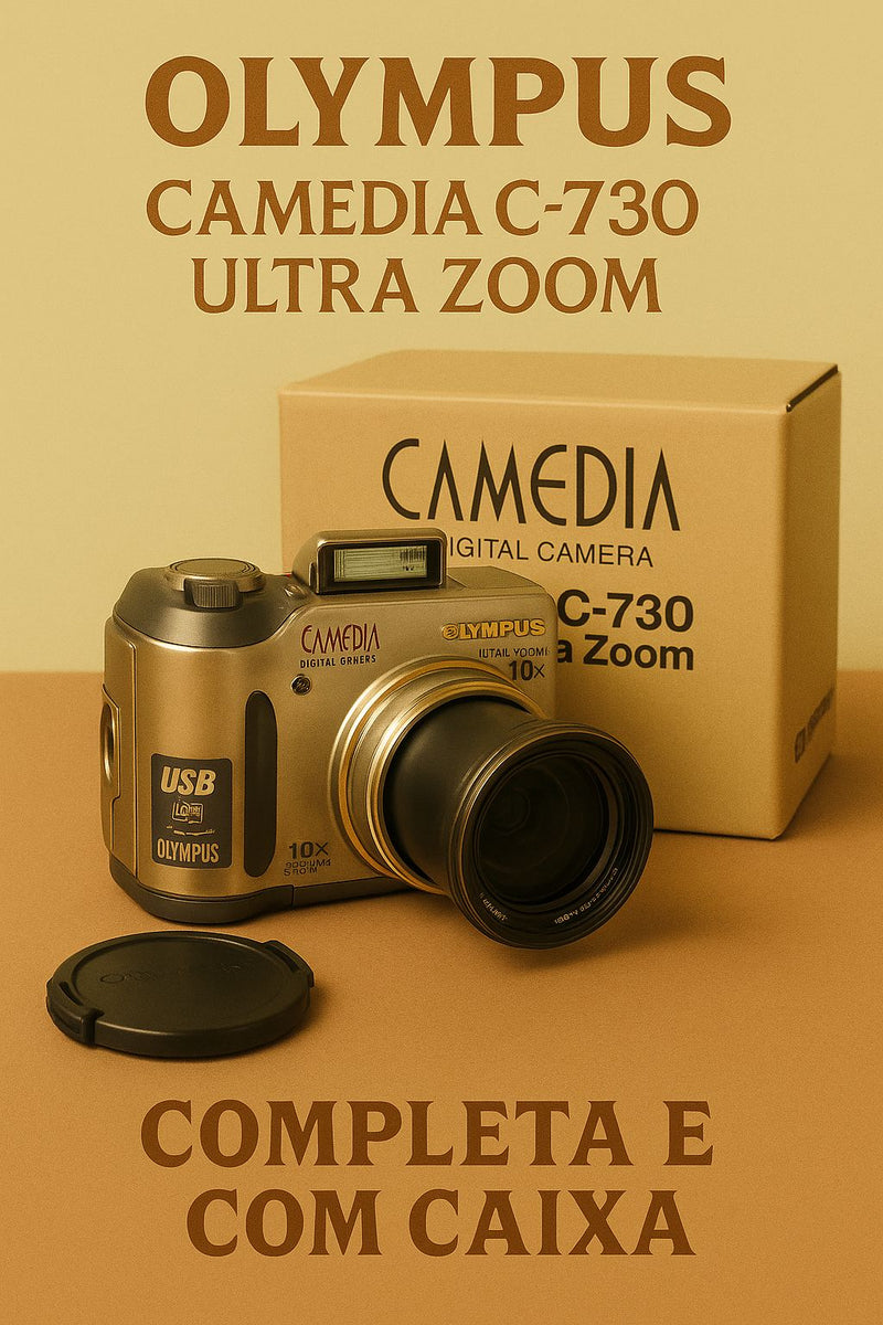 Olympus C-730 Ultra Zoom – 3.2MP Prata na Caixa